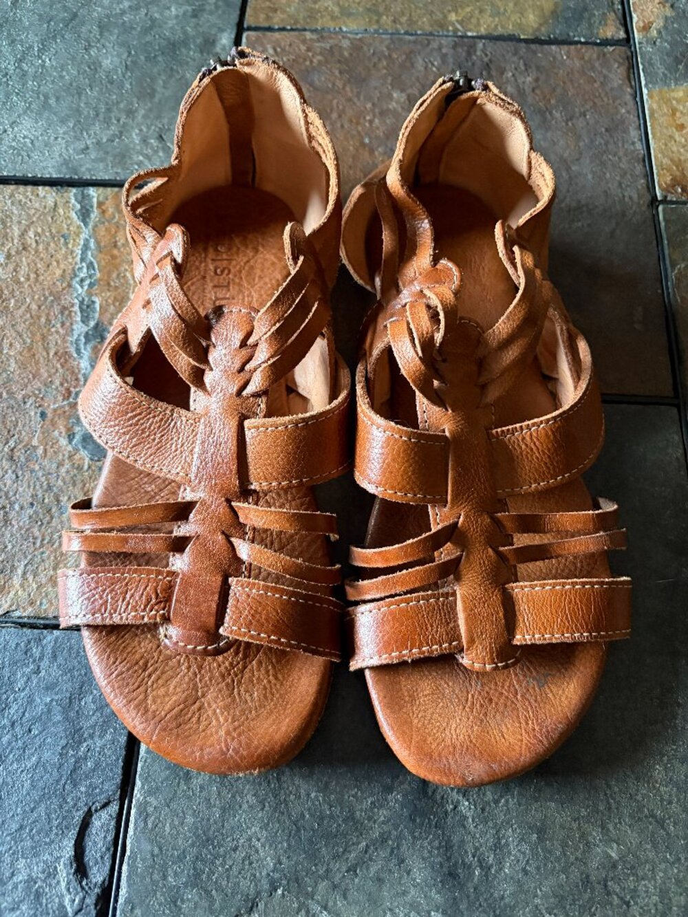 BED STU Cara leather gladiator sandals cognac size 7.5